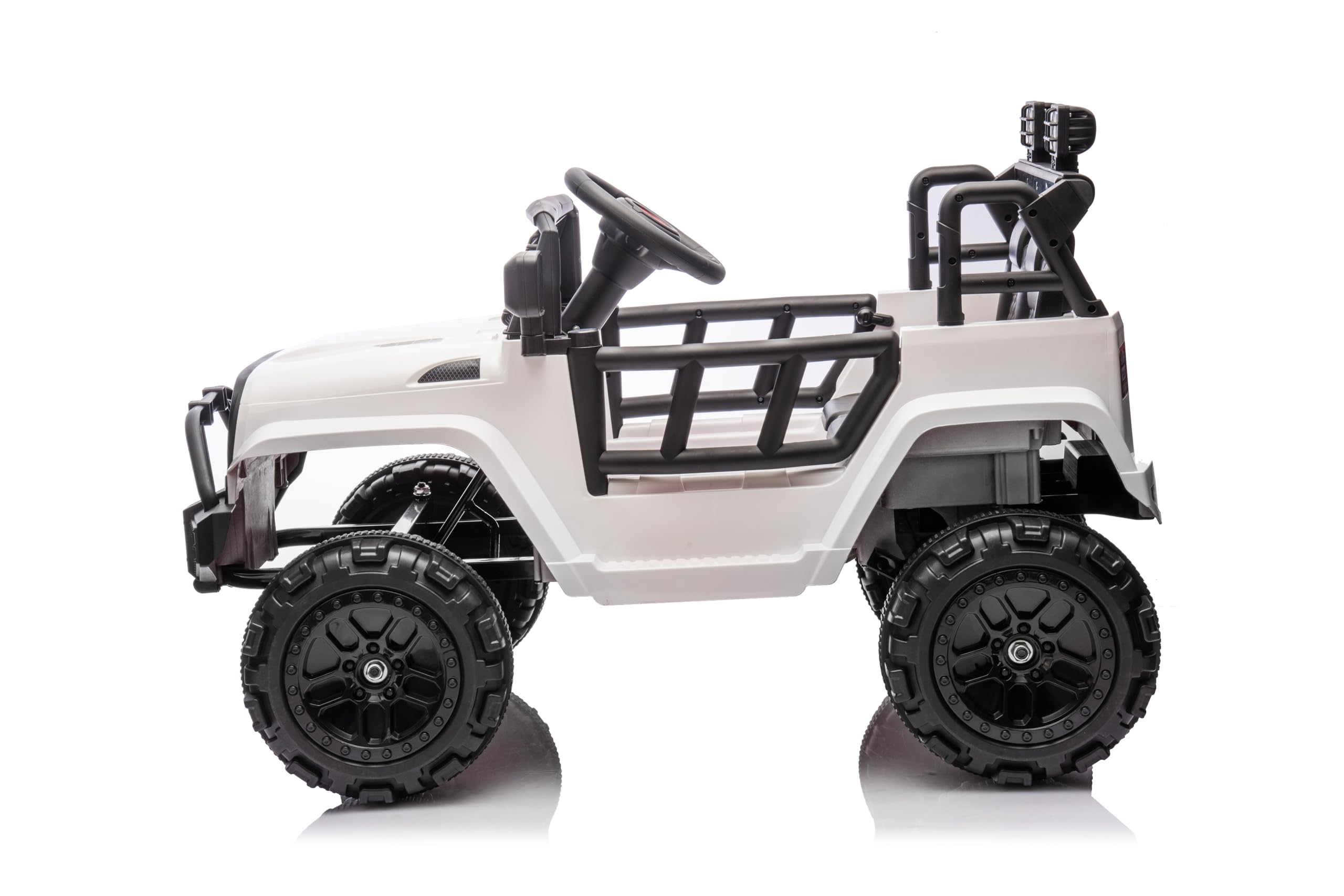 Voiture électrique Enfant 12V FINOOS - 2 Moteurs 35W, Télécommande 2.4GHz, 1-4 Ans - Noir - Avec Portes Et LED