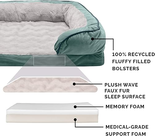 Miniatura 3 de Furhaven - Cama para mascotas de espuma viscoelástica para perros y gatos, cama para perros tipo sofá, comodidad perfecta, con ondas, de terciopelo