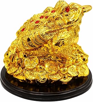 Betterdecor Feng Shui Money Frog Three Legged Wealth Toad Chan Chu Statue Home Deocration -3.5H