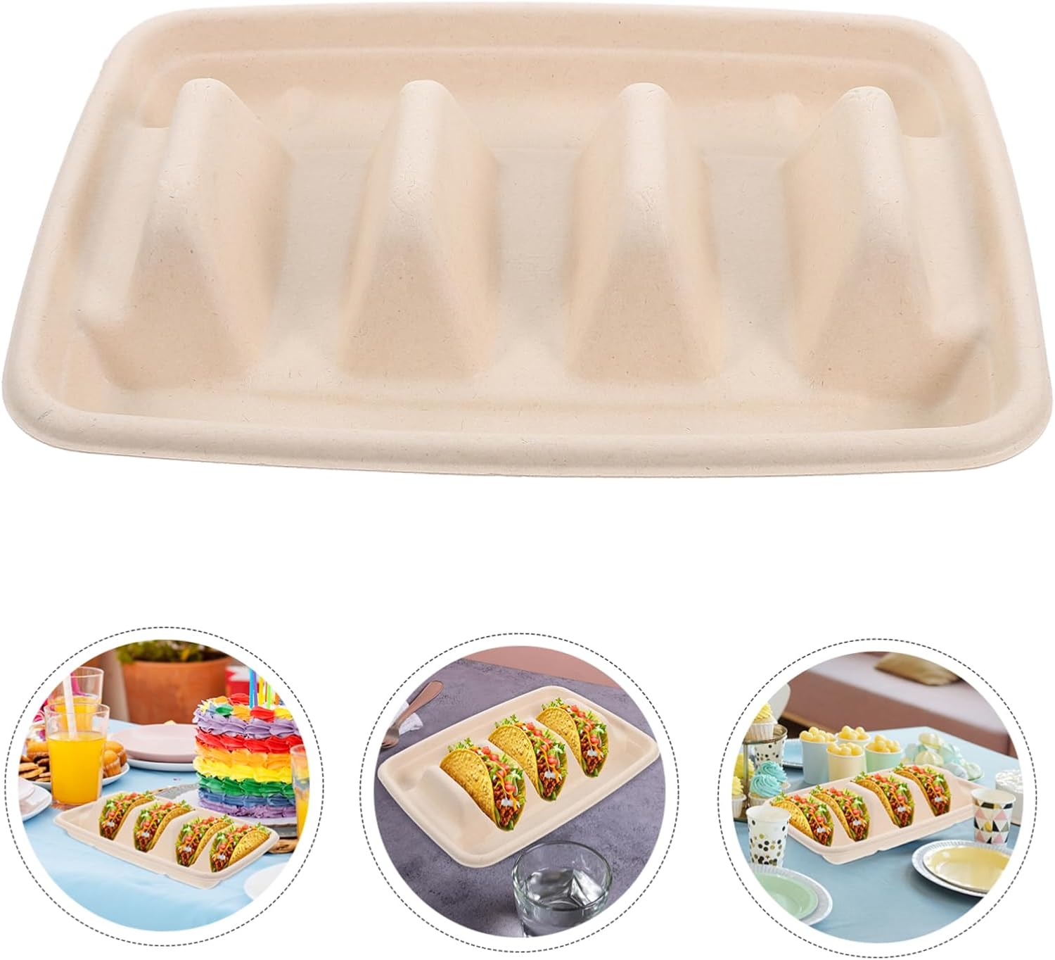 50pcs Street Taco Holders Dividers Disposable Food Trays for Easy Serving Wave Shape Taco Racks for Parties and Family Dinners and Sushi