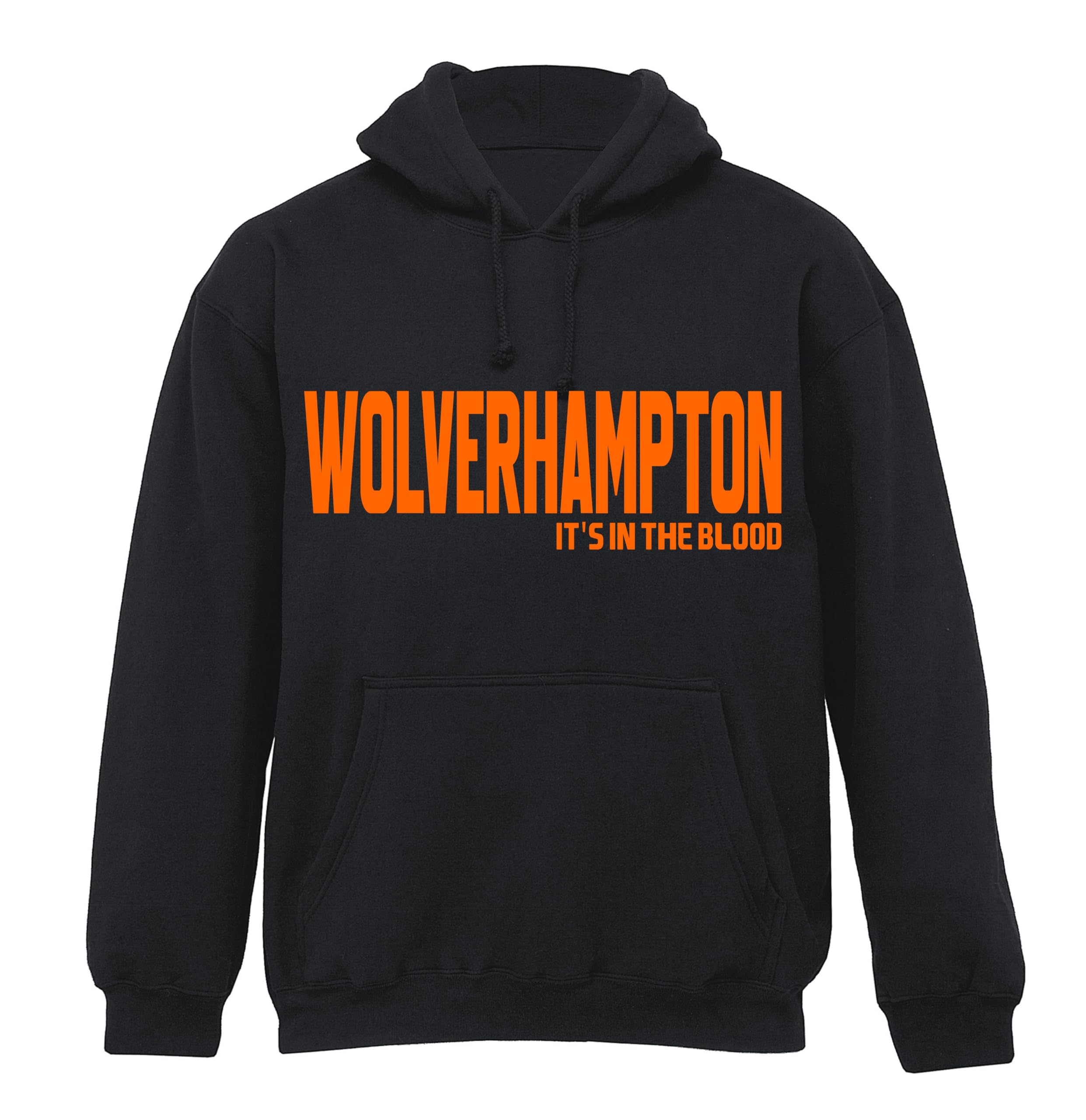 All About The Print Men's Black It's In The Blood Wolverhampton Hoodie Jumper Gift Premium Clothing