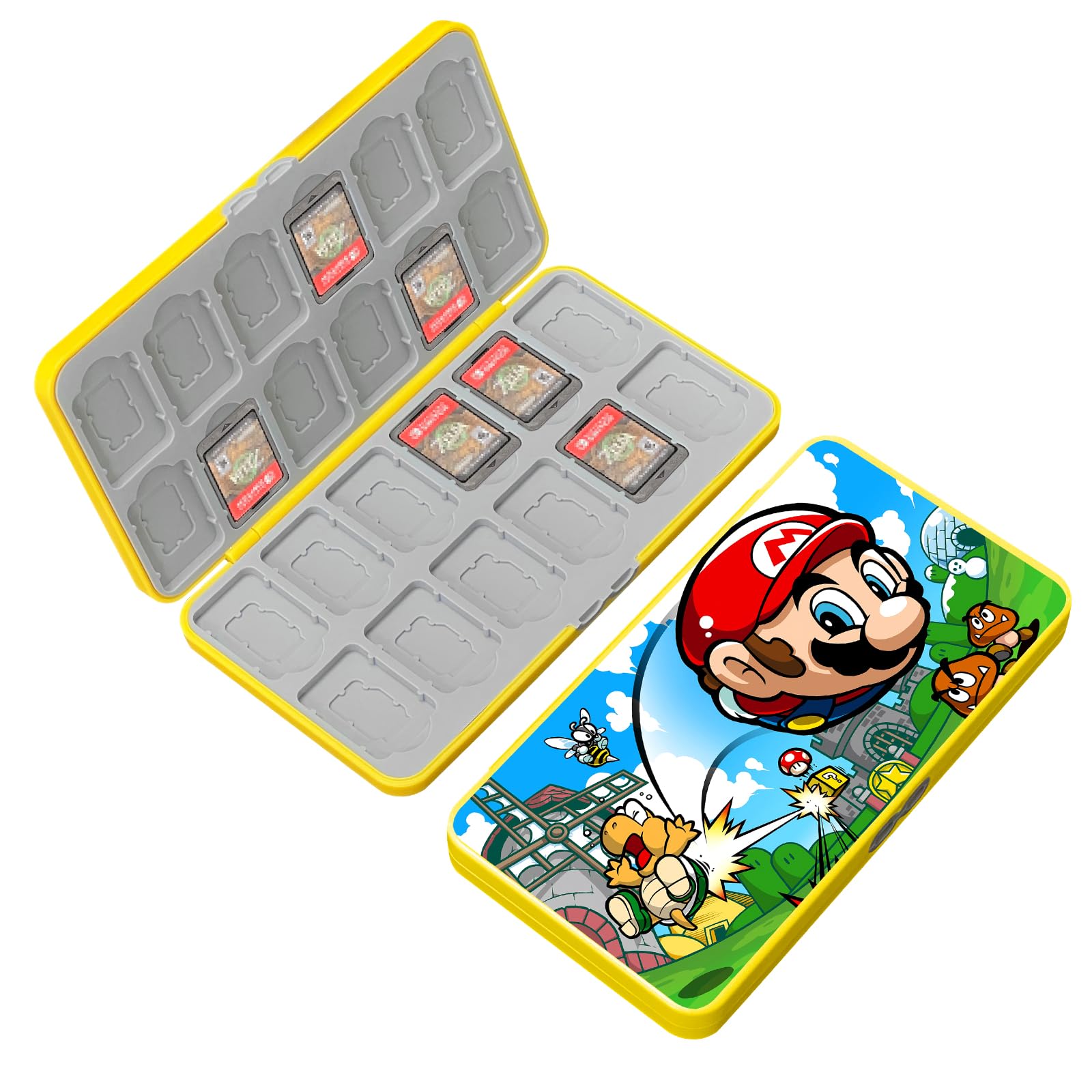 doepeBAE Custodia per Schede di Gioco, Custodie Giochi Switch, Switch Game Card Case, Scatola per Carte con Fodera in Silicone, Con 24 Slot per Cartucce di Gioco e 24 Slot per Schede SD (24B)