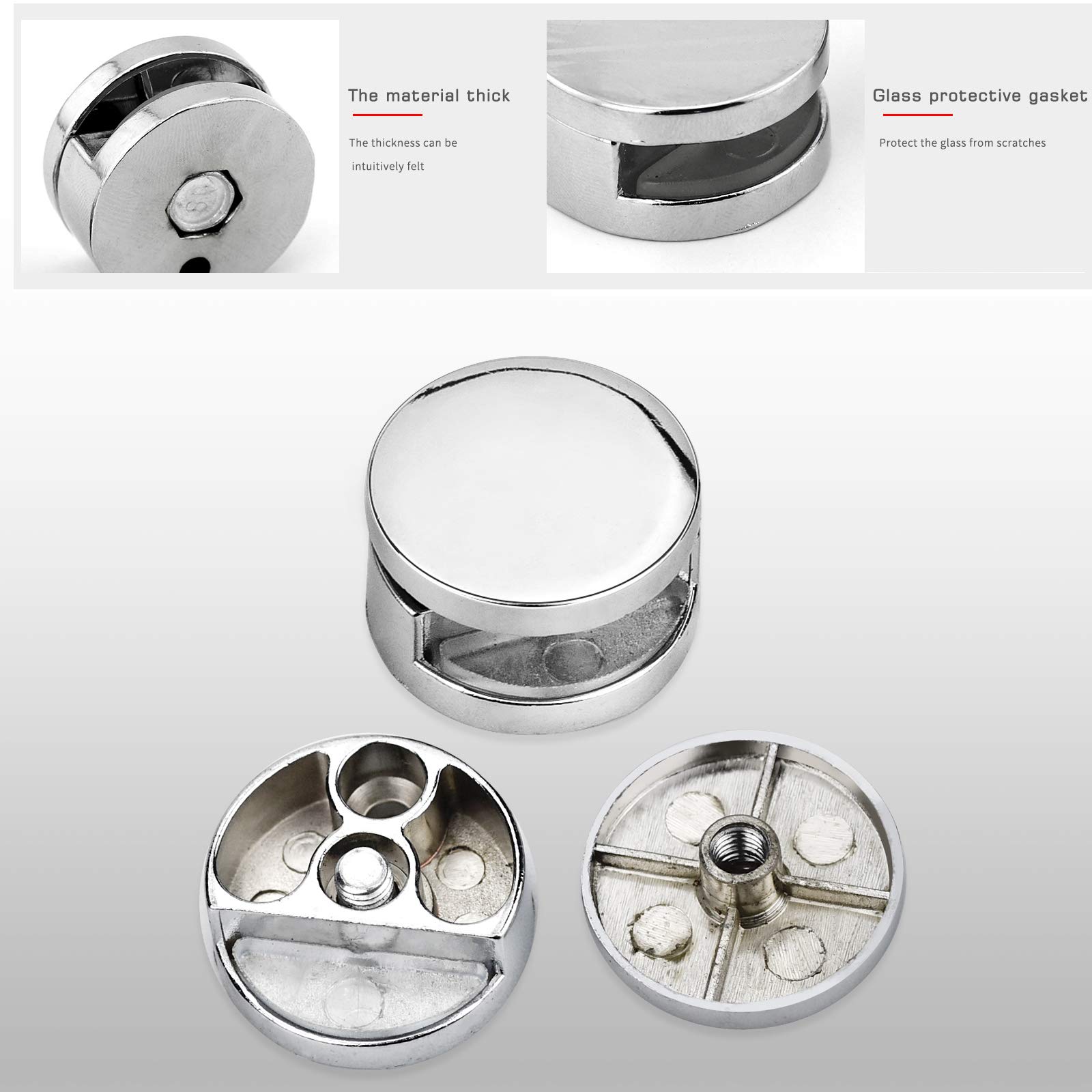 NathrBTV 8 Pcs Mirror Clips for Wall Mirror Clips Round Glass Clamp with Screws for Bathroom Living Room Public Places - Image 4