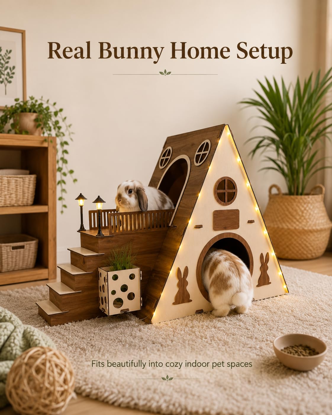 Amazon.com : Tnstbiee Large Modern Wooden Rabbit Castle House