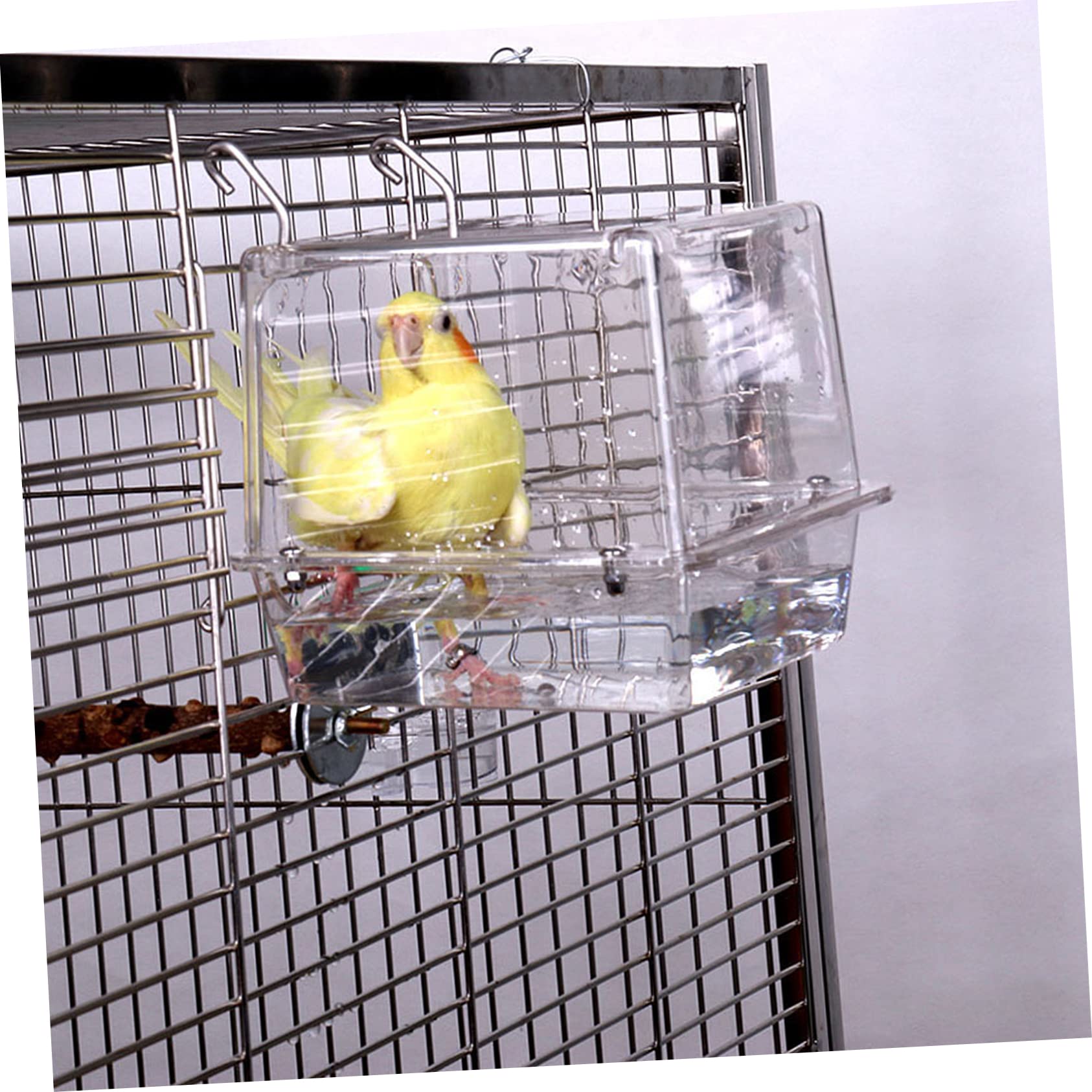 WOONEKY Cubo de Baño para Pájaros en Jaula, Bañera Colgante Acrílica para Aves Pequeñas, Baño Higiénico y Duradero