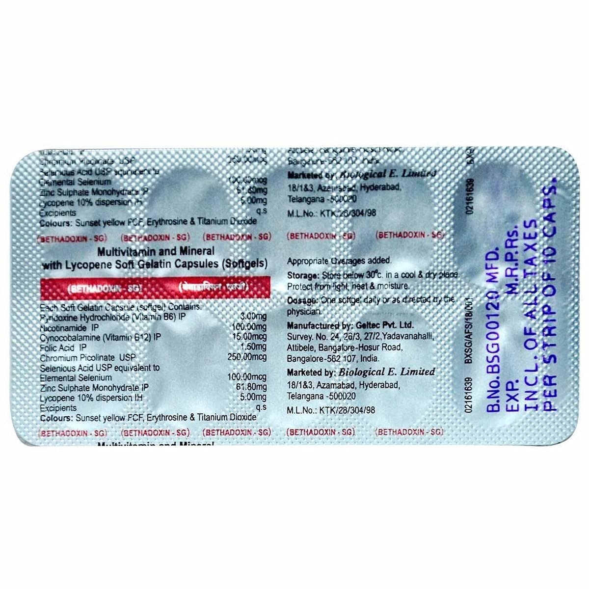 Bethadoxin-SG - Strip of 10 Capsules