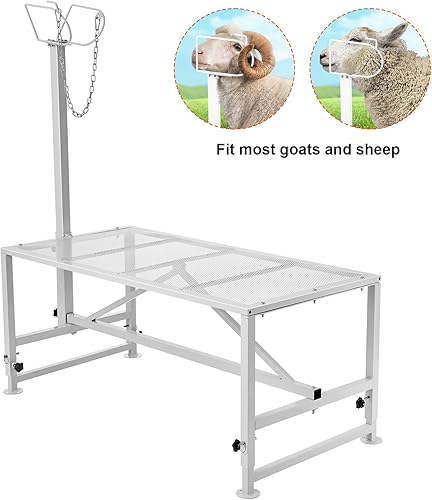Miniatura 10 de Happybuy Livestock Stand 51x23 inches, Trimming Stand with Straight Head Piece, Goat Trimming Stand Metal Frame Sheep Shearing Stand Livestock