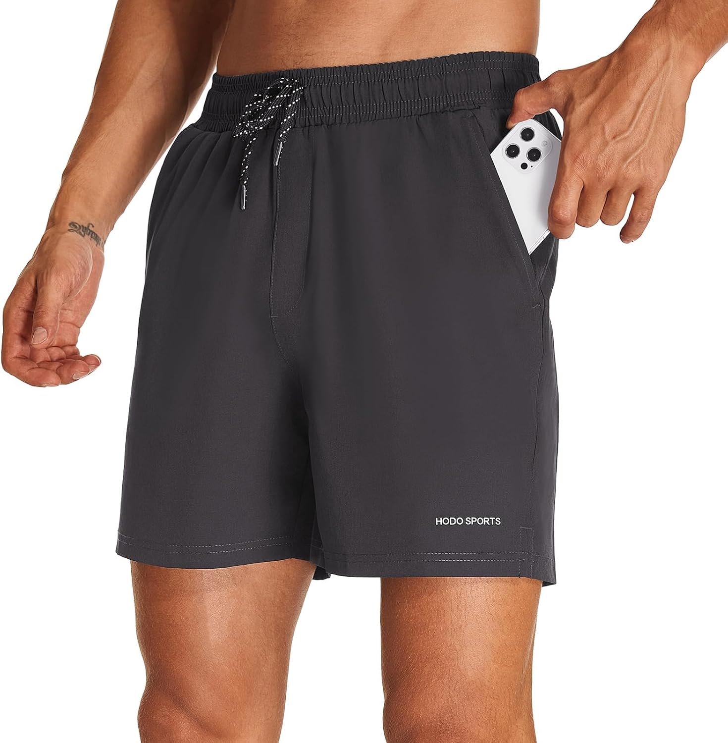 HODOSPORTS Mens Swim Trunks 5" Inseam Quick Dry Swimsuit with Compression Liner and Pockets Swimming Shorts - Image 2