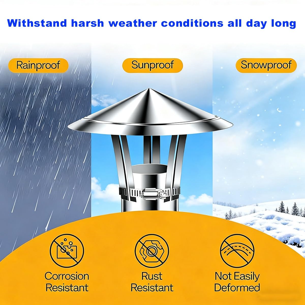 Runde Schornsteinabdeckung 304 Stainless Steel Chimney Rain Cap