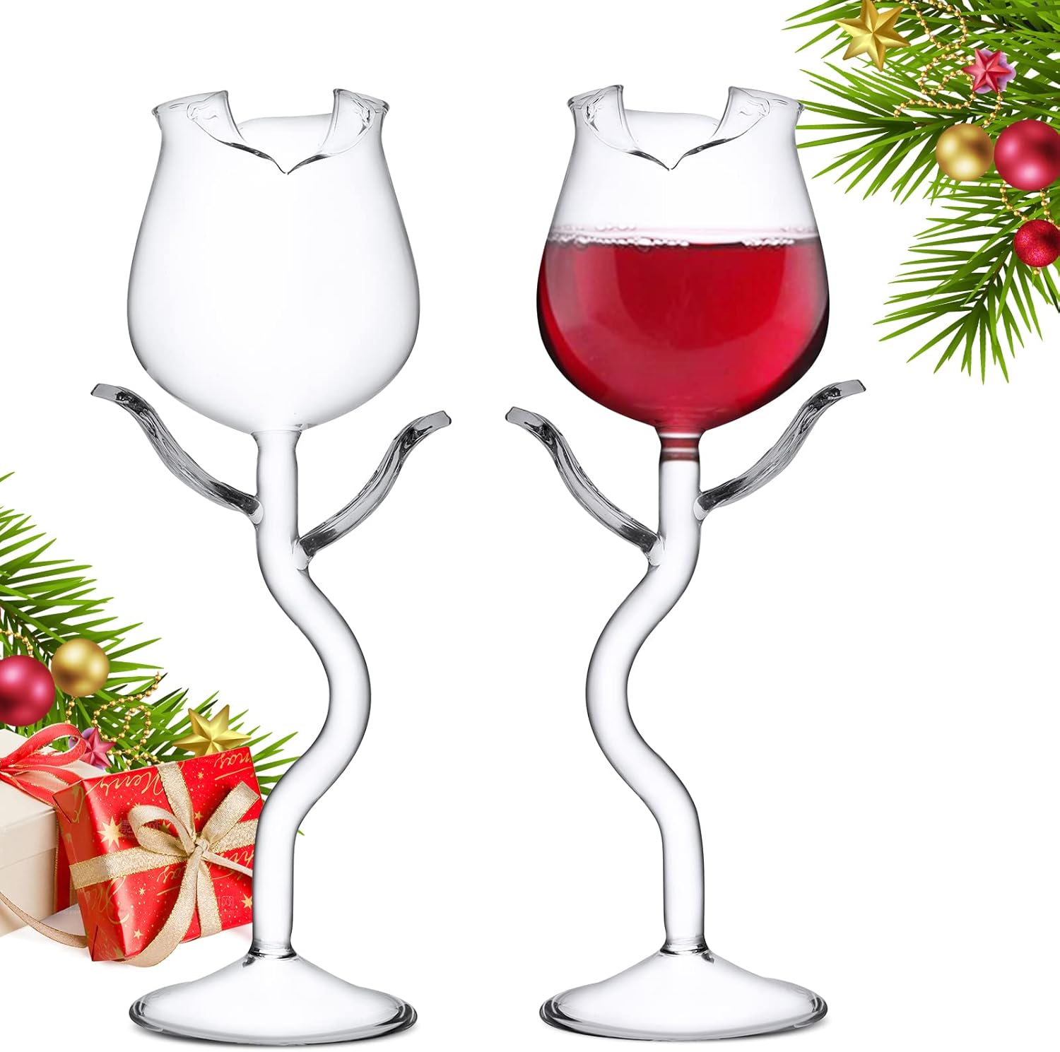 INFTYLE [Gift Set] Rose Cocktail Glass Wine Goblet Glasses Flower