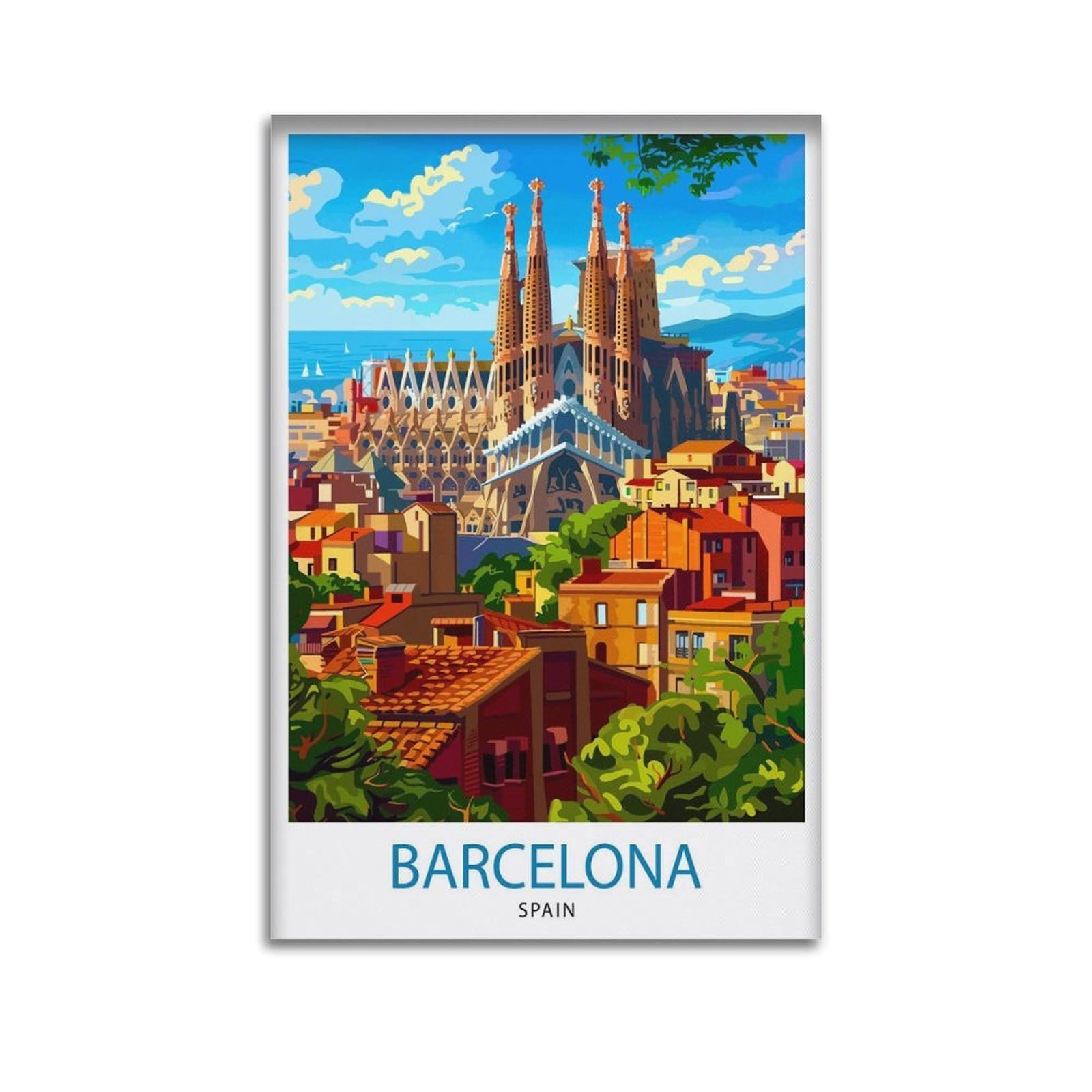 xiaoxiaoshen Barcelona Spain Travel Gift Home Canvas Poster Wall Art Prints Room Aesthetic Murals Bedroom And Living Decorations 16x24inch(40x60cm)