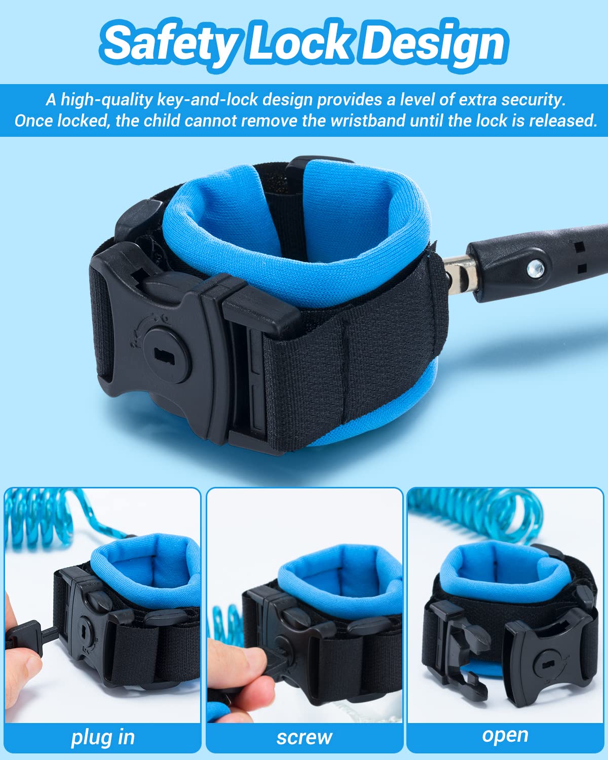 Dr.meter Anti Lost Wrist Link - Toddler Safety Leash with Key Lock