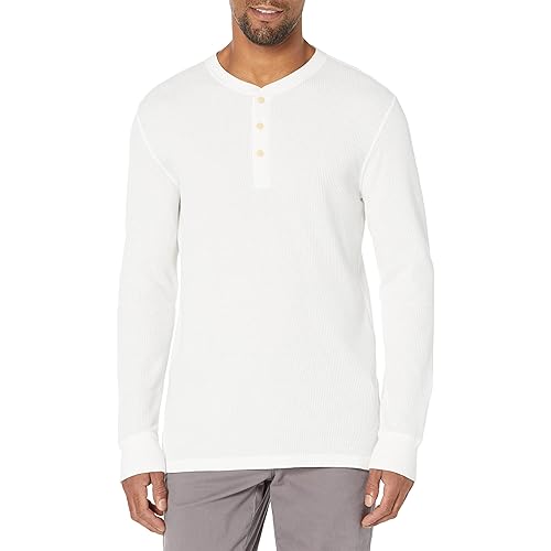 Amazon Essentials Henley Long Sleeve Shirts for Men, Regular-Fit Waffle