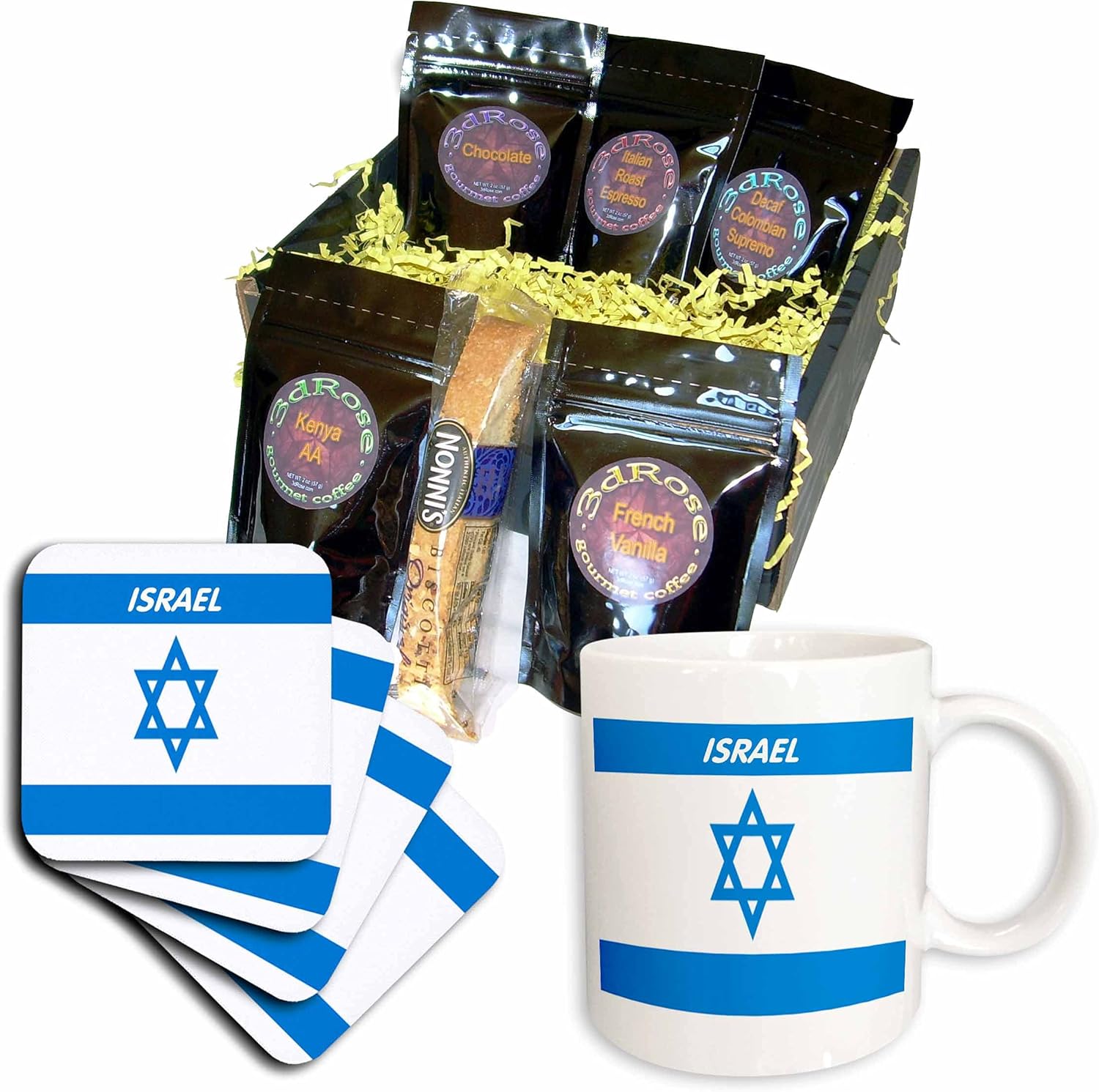 3dRose cgb_44786_1 Israeli Flag Coffee Gift Basket, Multi