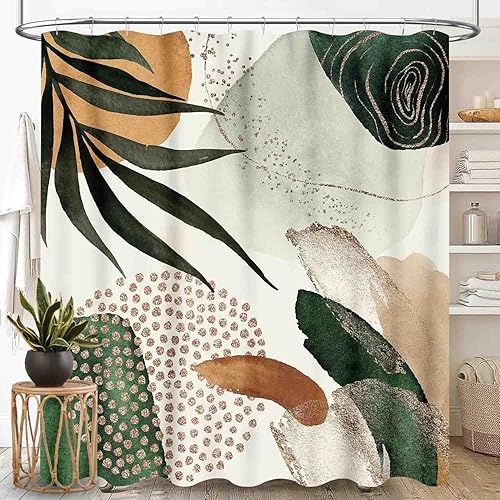 Miniatura 18 de Cortina de ducha con diseño floral hippie, estilo retro de los años 70, diseño de margaritas naranjas, bonitas, estéticas, bohemias, divertidas,