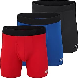 New Balance Men's 6" Boxer Brief Fly Front with Pouch, 3-Pack