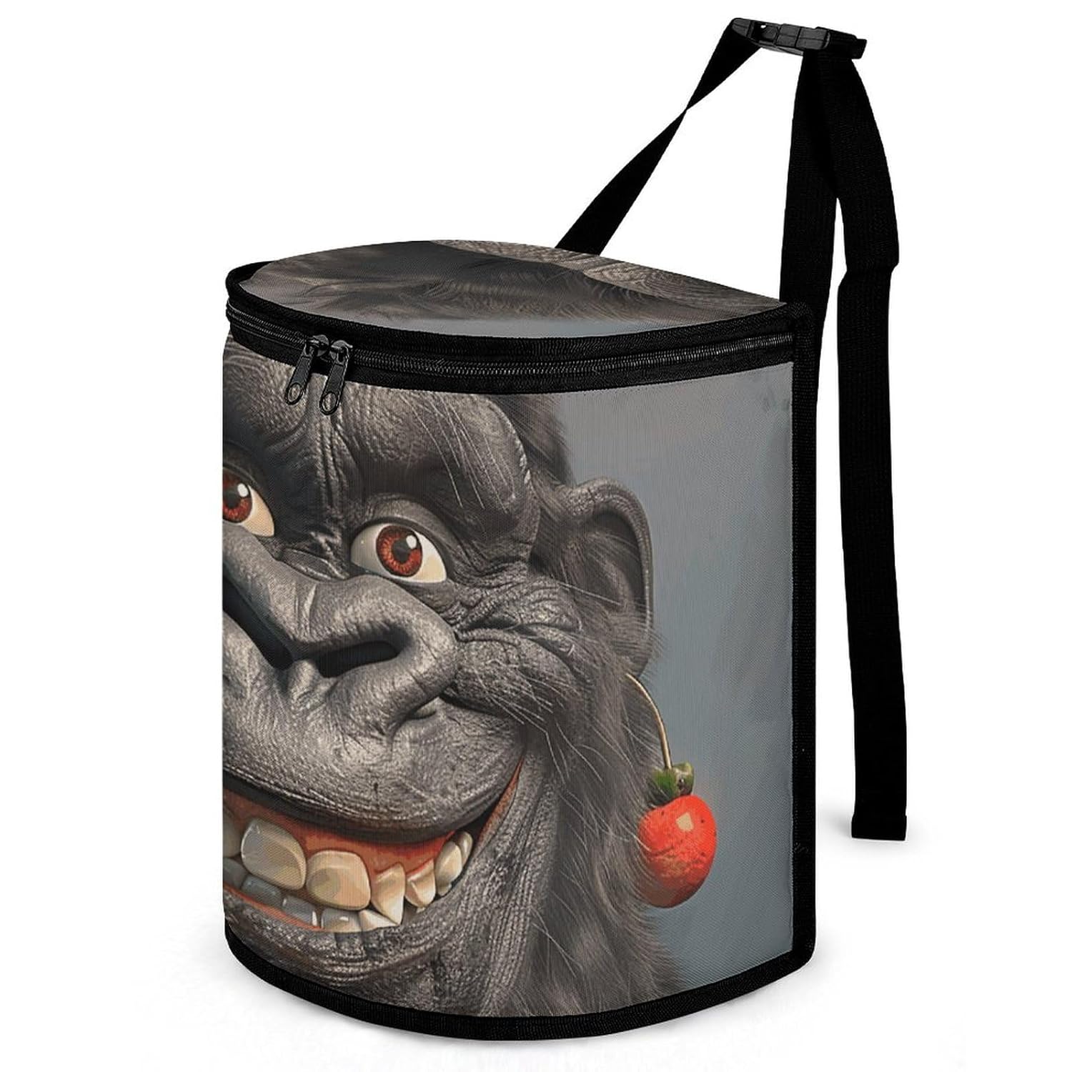 Hanging Car Trash Bag Protable Trash Can Smiling Gorilla Photo Waterproof Garbage Bin for Car