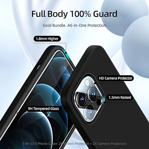 Miniatura 2 de Dssairo Funda 5 en 1 para iPhone 12 Pro Max de 6.7 pulgadas, con 2 protectores de pantalla + 2 protectores de lente de cámara, silicona líquida,