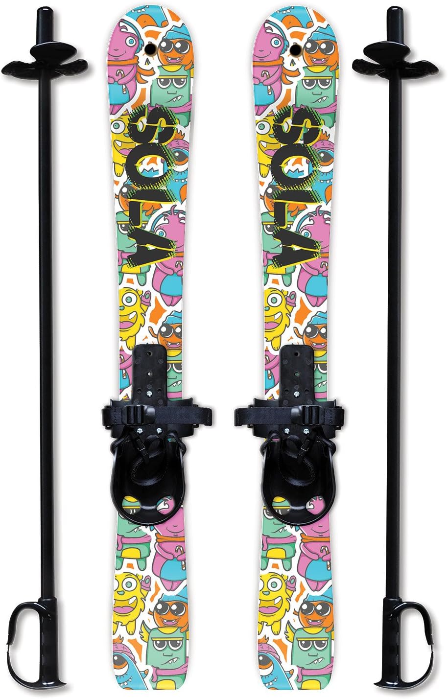 SOLA Kids Ski Set – Beginner Cross Country Skis with Poles and Adjustable Bindings for Ages 3–4, Backyard Winter Fun