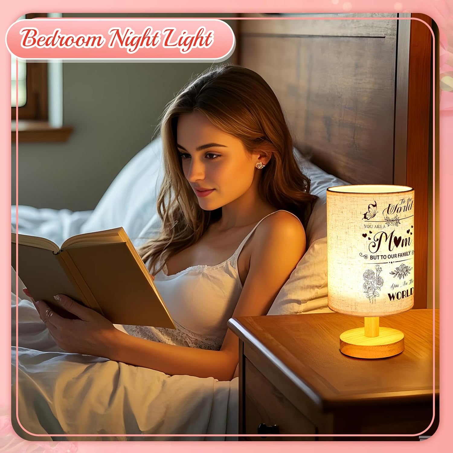 Linkax Mothers Day Gifts for Mom Mommy Mother Grandma, Mom Birthday Gifts, Thank You Christmas Presents Table Lamps with Fabric Shade Home Decoration - Image 5