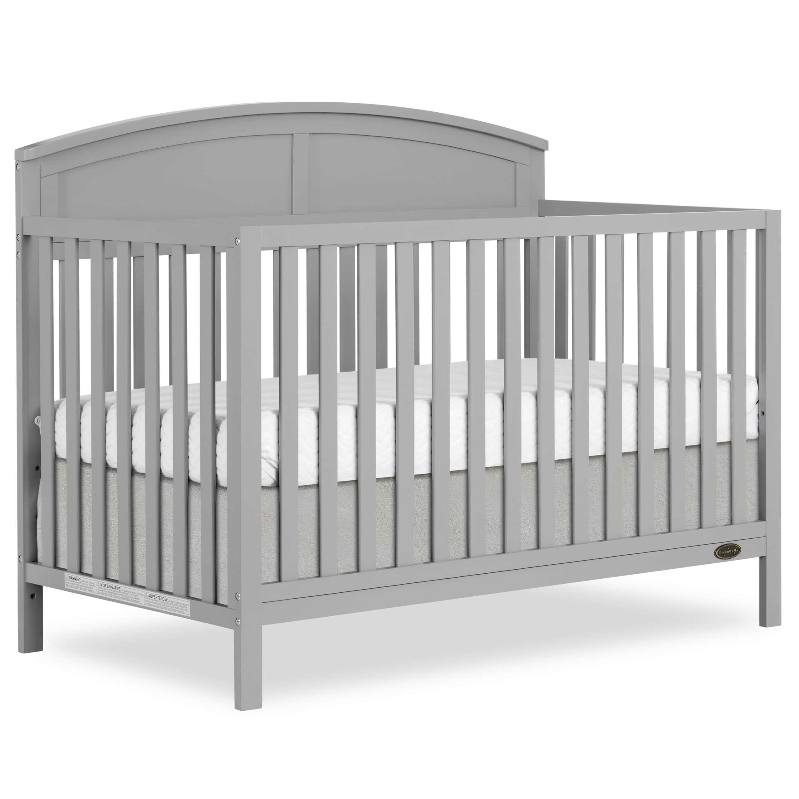 Storybrooke 5-in-1 Convertible Full-Size Baby Crib in Pebble Grey, GreenGuard Gold & JPMA, Convert to Toddler, Day & Full-Size Bed, Sustainable Pinewood, 3 Mattress Heights