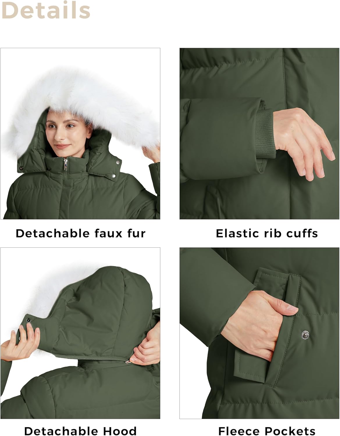 WenVen Women's Winter Thicken Puffer Coat Warm Jacket with Faux Fur Removable Hood - Image 6