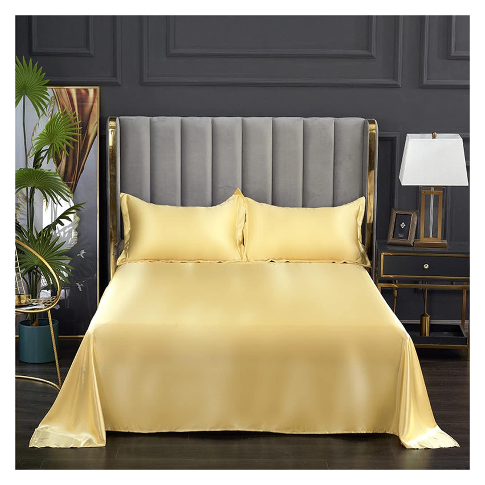 Sabanas Saten Sábana de 1 Pieza for Verano, sábanas Superiores de Tela Fresca de Hielo, sábana Plana Lisa de satén for Ropa de Cama Doble (sin Funda de Almohada)(Tuose,250x230cm 98x90inch)