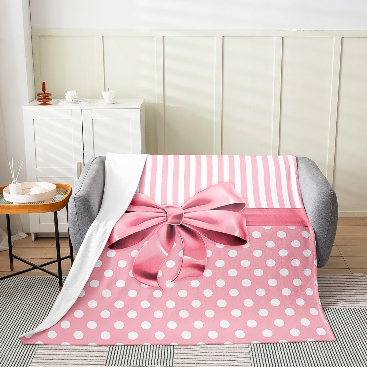 jejeloiu Pink Western Flannel Fleece Throw Blanket Cowgirl Cowboy Boots Fuzzy Blanket Twin 60"x80" for Sofa Couch Girls Cute Bowknot Dreamy Princess Style All Season Bed Blanket Flower Plush Blanket