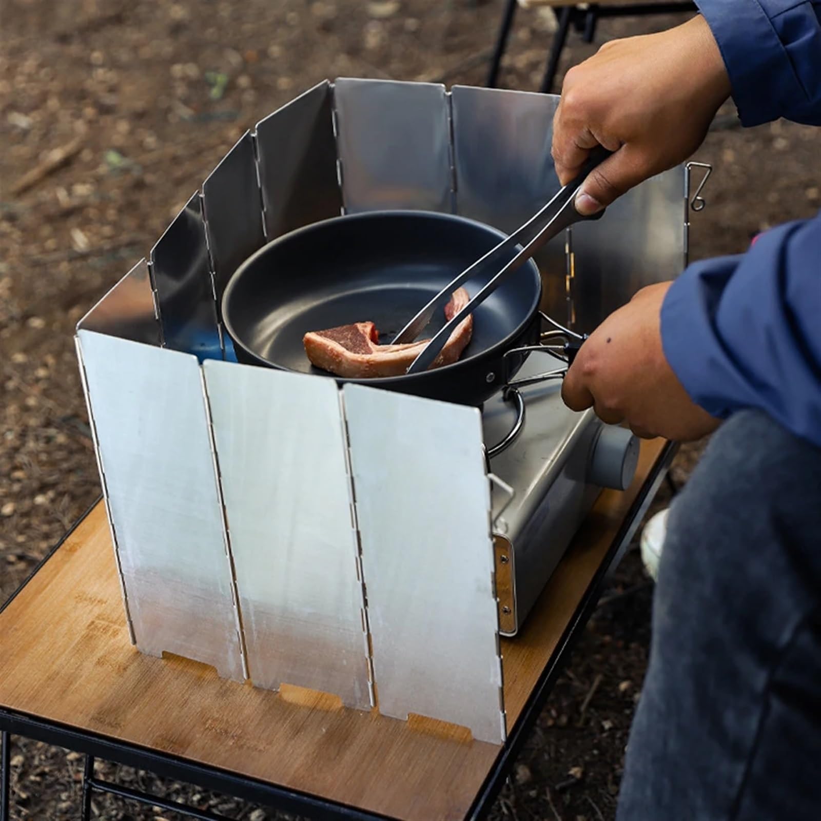 Pantalla de viento de 10 placas, estufa plegable de aluminio for exteriores, protección contra el viento, estufa portátil for acampar, protección contra el viento, cocina de Gas, deflectores de viento