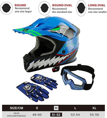 Miniatura 2 de TCT-MOTORPARTS DOT - Cascos para cuatrimoto juveniles con gafas  guantes para motocross todoterreno casco de motocross guantes  gafas azules con