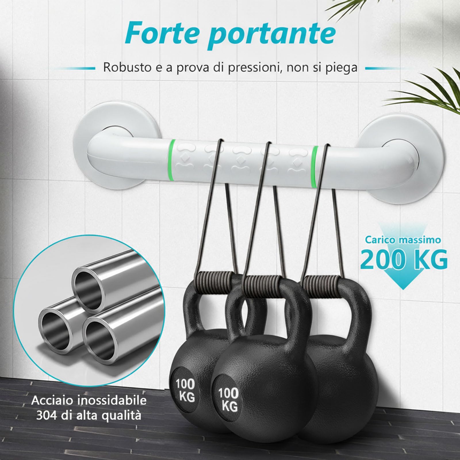 2pcs in acciaio inox bagno Grab Bar 30cm Maniglione Doccia - Maniglione Bagno per Disabili Anziani e Bambini