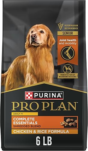Purina Pro Plan Alimento para perros mayores con probióticos para perros, mezcla triturada de pollo y arroz, bolsa de 6 libras