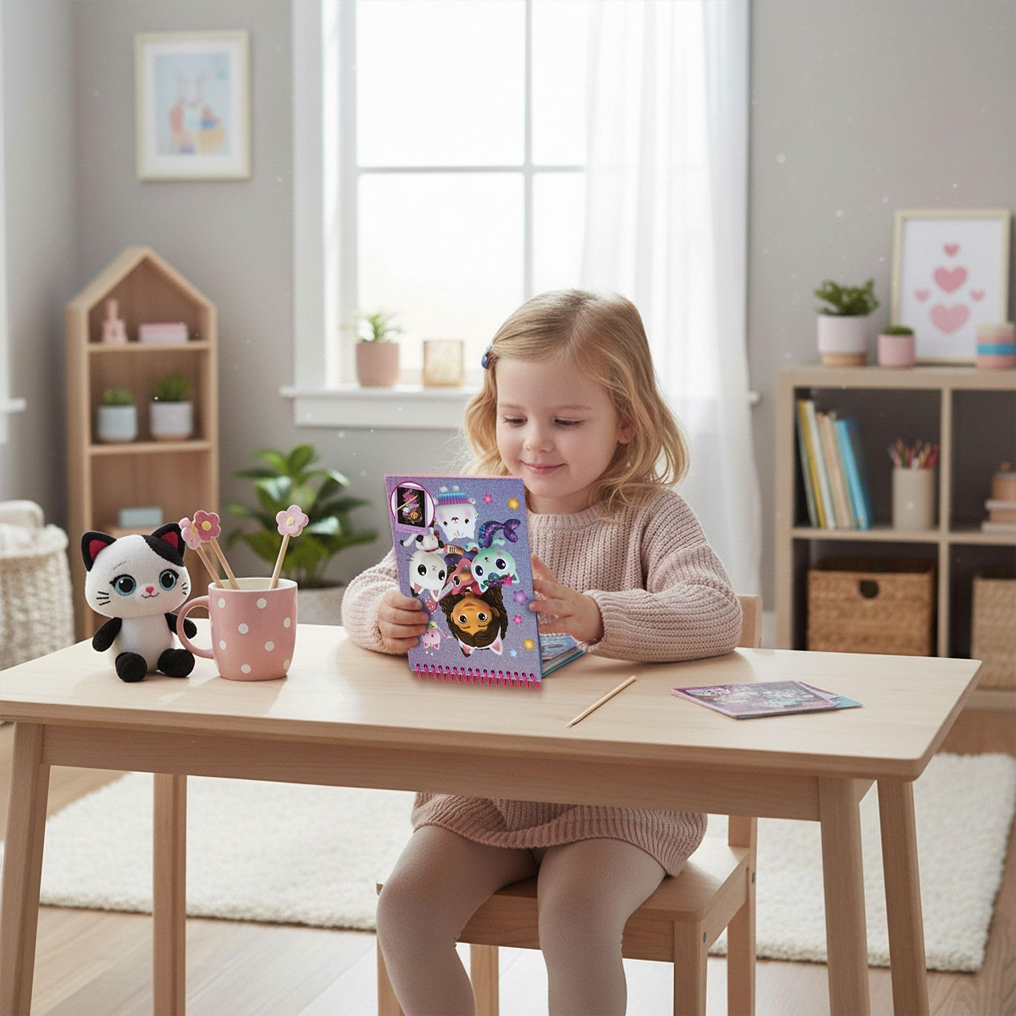 Cuaderno Mágico Gabby’s Dollhouse con Bolígrafo y Hojas Reutilizable - Libreta Infantil de Dibujo y Escritura Creativa para Niñas Fans de Gabby’s Dollhouse