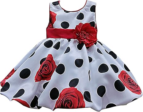 Amazon.com: Sweety Vestido de línea con estampado de lunares y rosas rojas  para niña, Trapecio o corte en A, 4T, 1 : Ropa, Zapatos y Joyería