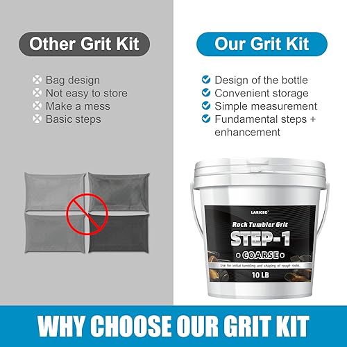 Miniatura 2 de Recarga de grano y pulido para tamboreador de rocas de 10 libras, Grano profesional Paso 1 para tamboreador de rocas para obtener piedras pulidas