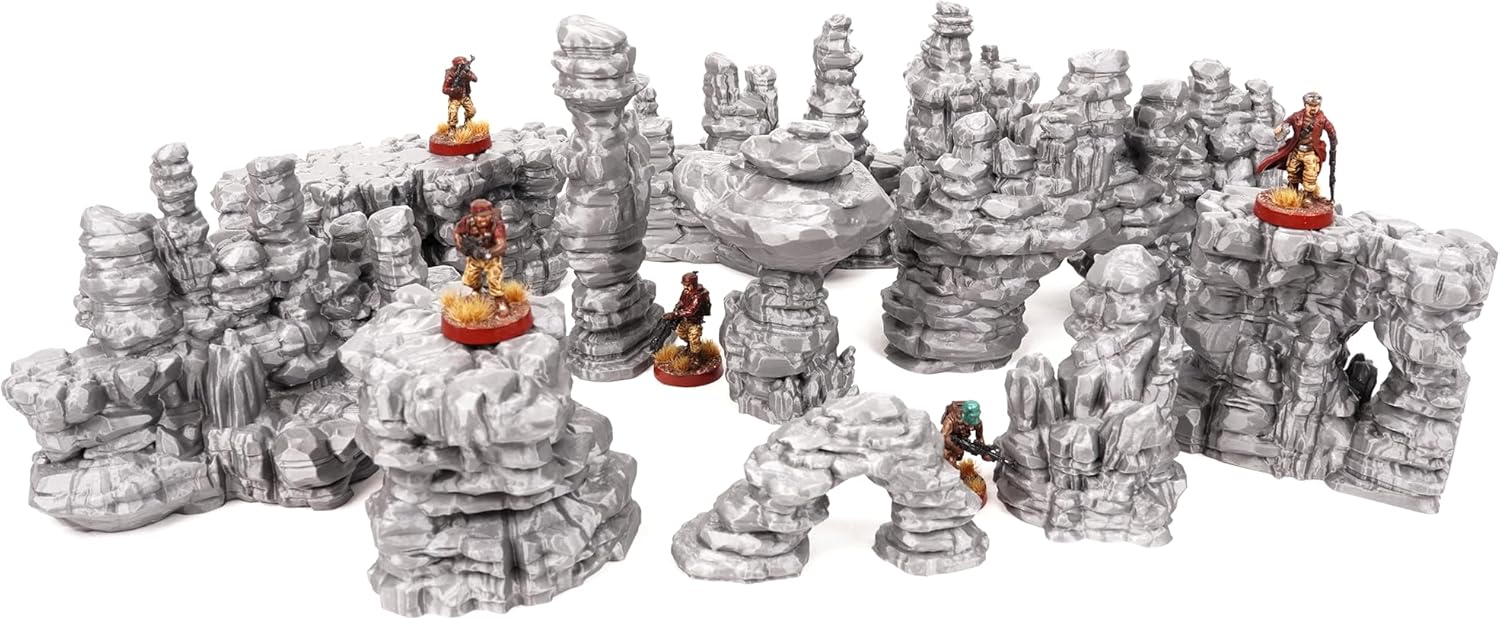 Tabletop Terrain Desert Canyon Rocks Set 1 for Star Wars Legion and Sci-Fi Wargames Dungeons and Dragons Fantasy and RPGs 28mm 35mm 1:47 (Large Set)