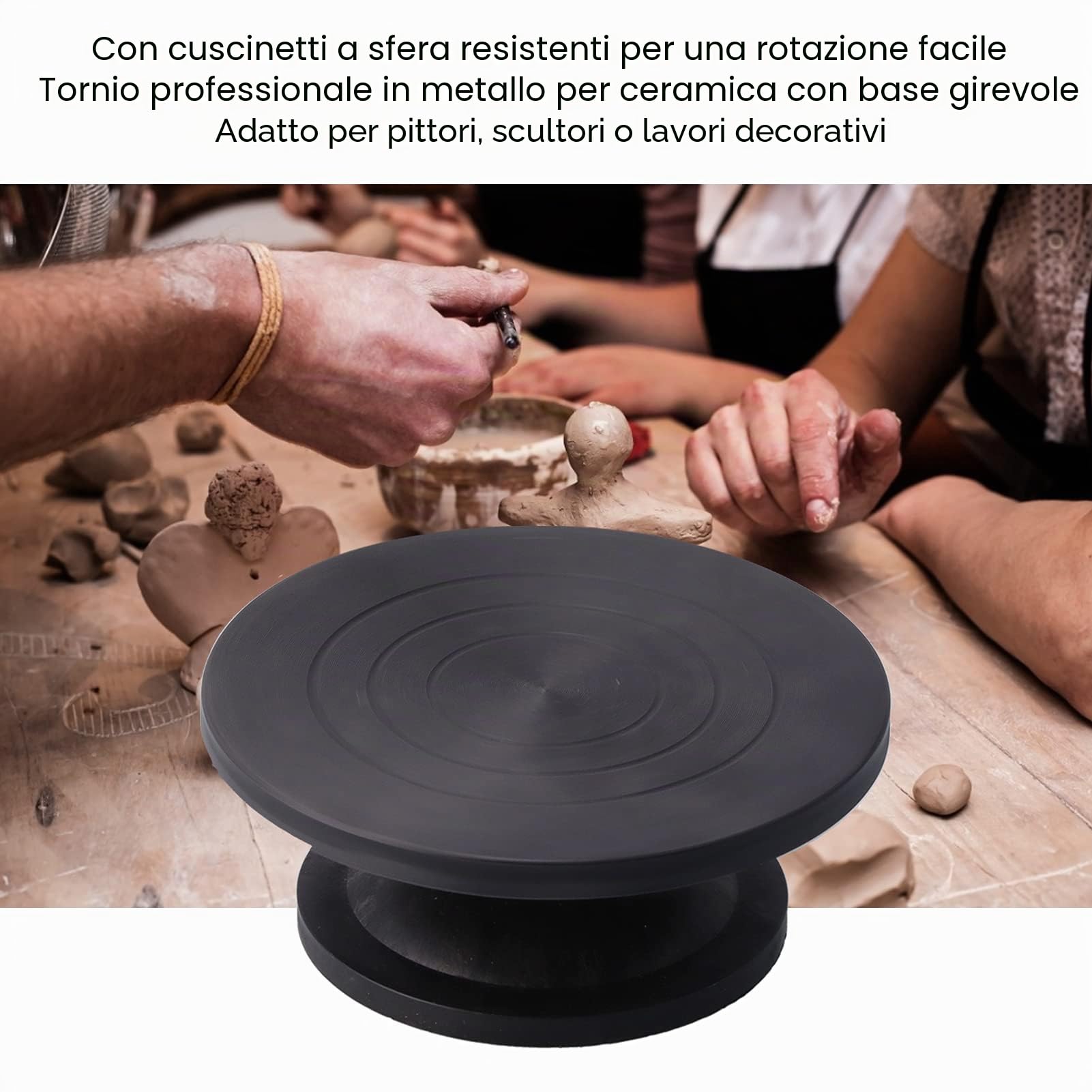 Buachois Ruota Girevole per Decorazione Torte e Ceramica 25 cm Professionale per Pasticceria e Modellazione Argilla Tornio Manuale per Artisti e Hobby