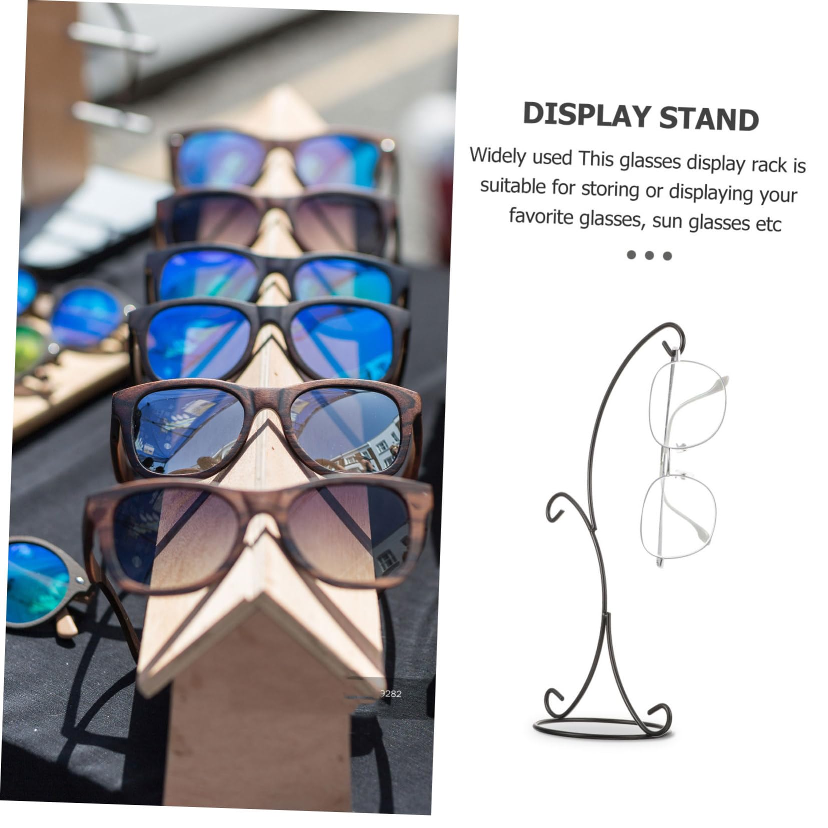 STOBAZA Metal Sunglass Holder Organizer Display Stand for Glasses Rustic Eyeglasses Stand for Store or Home
