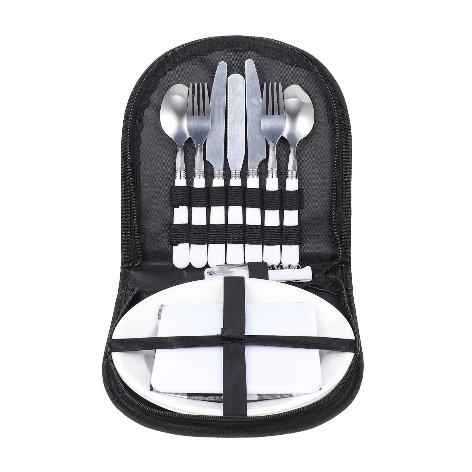 Alipis Ustensiles de Camping en Acier Inoxydable Noir Kit de Couverts Portable 4 Pièces pour Pique-Niques Randonnée et Voyages Vaisselle Réutilisable Compacte et Facile à Nettoyer