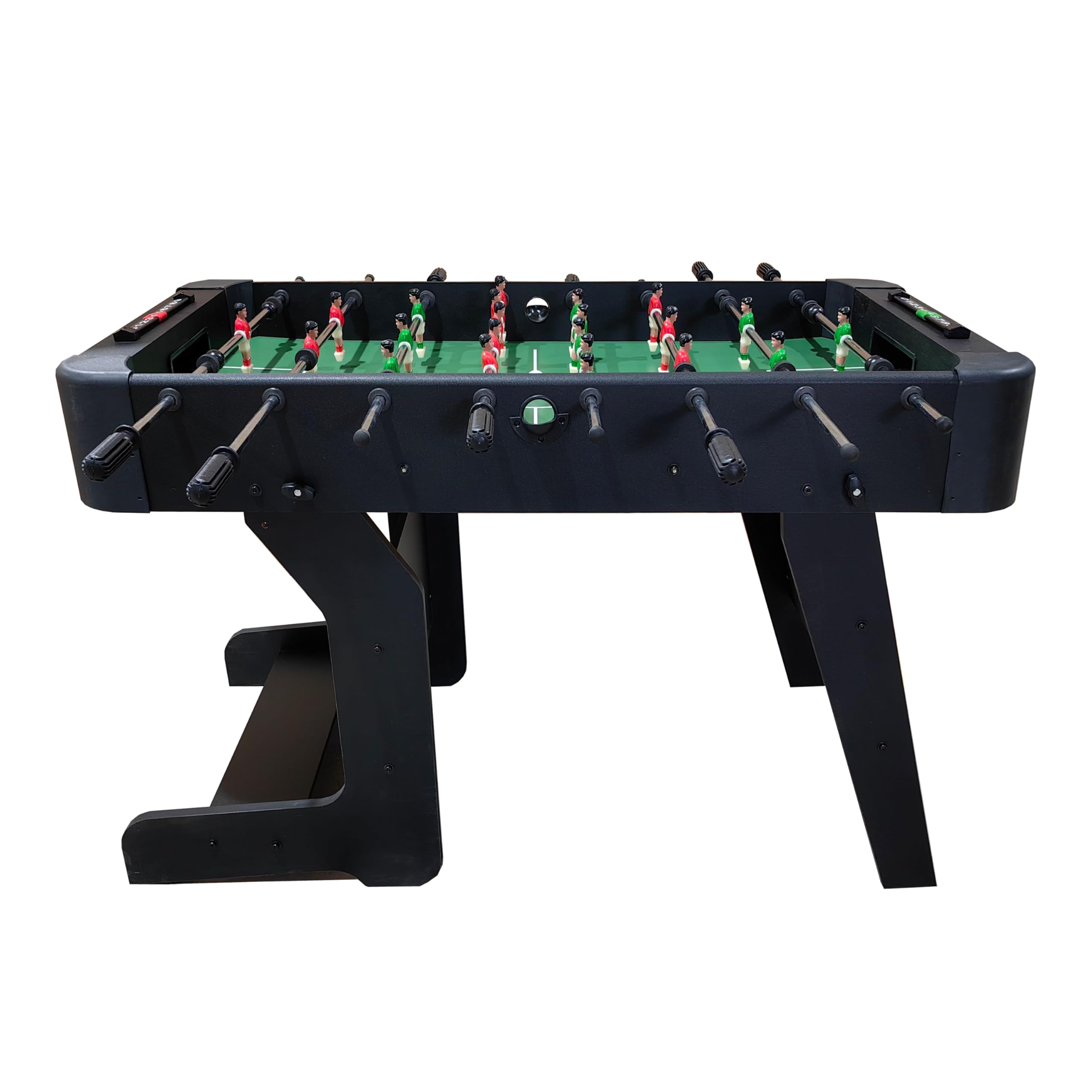 Cougar Around The World Tischkicker in Schwarz | Kickertisch/Fußballtisch klappbar | Spieltisch Inkl. 2 Bälle & Punktezähler | Indoor Tischfußball