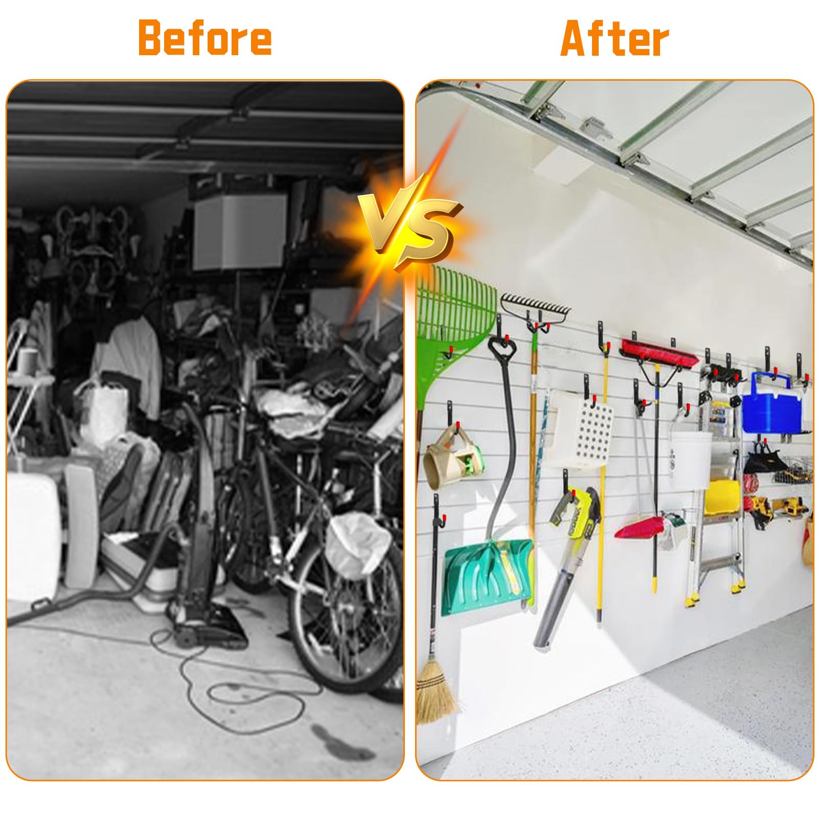 Garage Storage Hooks, 6 Pcs Heavy Duty J Hooks, Wall Mount Steel Organizer For Garden Tools, Bags, Hoses, Ladder, Sports Equipment - View #13