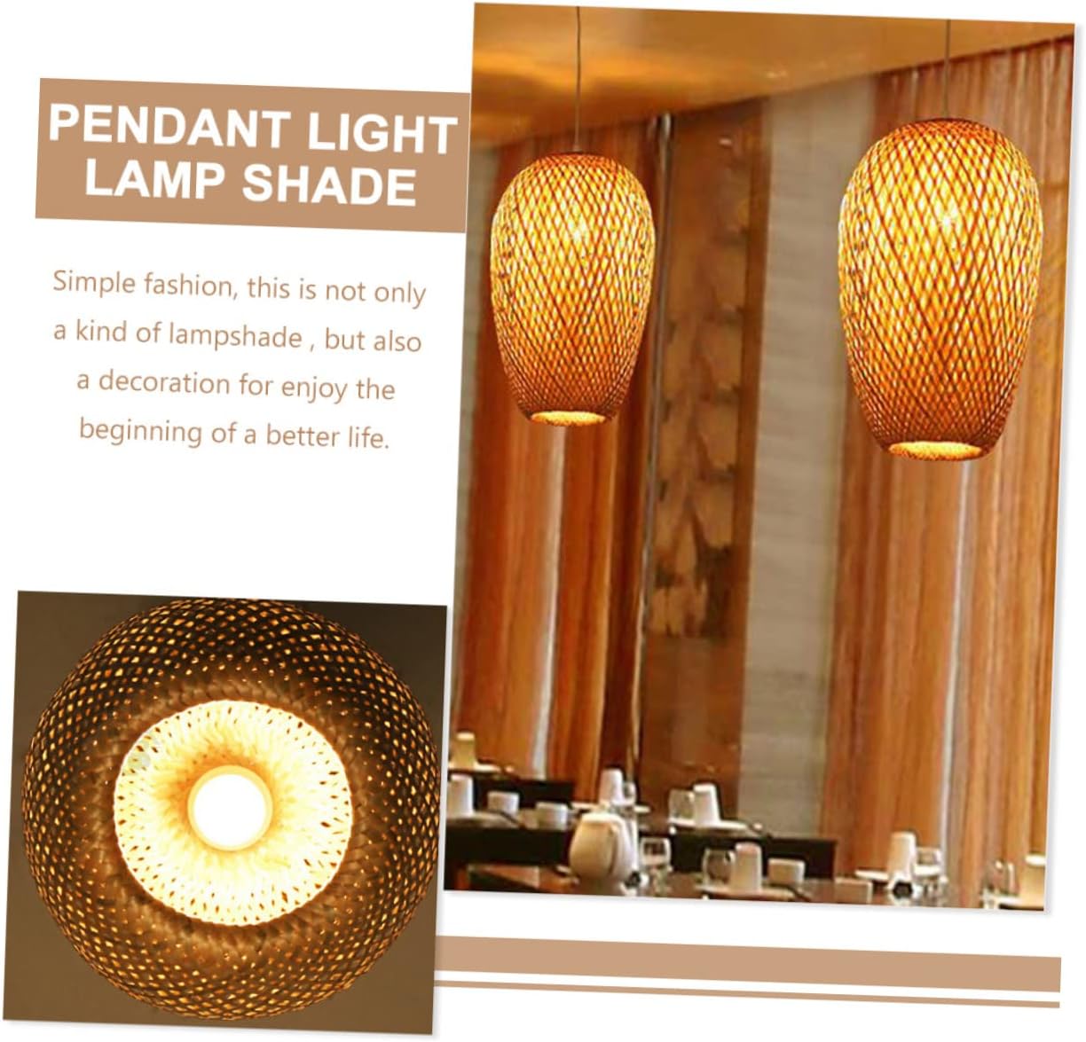 Uonlytech Woven Lamp Shade Rustic Style Lighting Cover for Zen Decor Homes Restaurants and Hotels Lampshade for Cozy Atmosphere