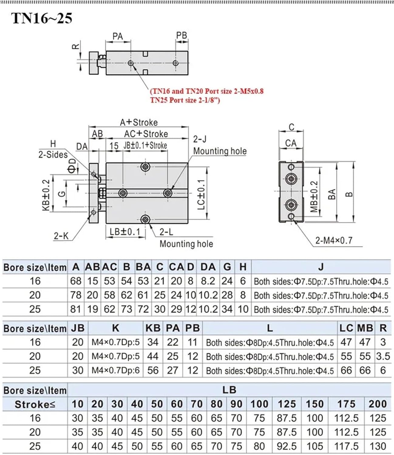 1pcs Double Twin-Rod Pneumatic Cylinder TN 10 16 20 25 32mm Aluminum Alloy Stroke 30 40 50 60 80 100 150 200mm Air Cylinder(Stroke 35mm,TN10)
