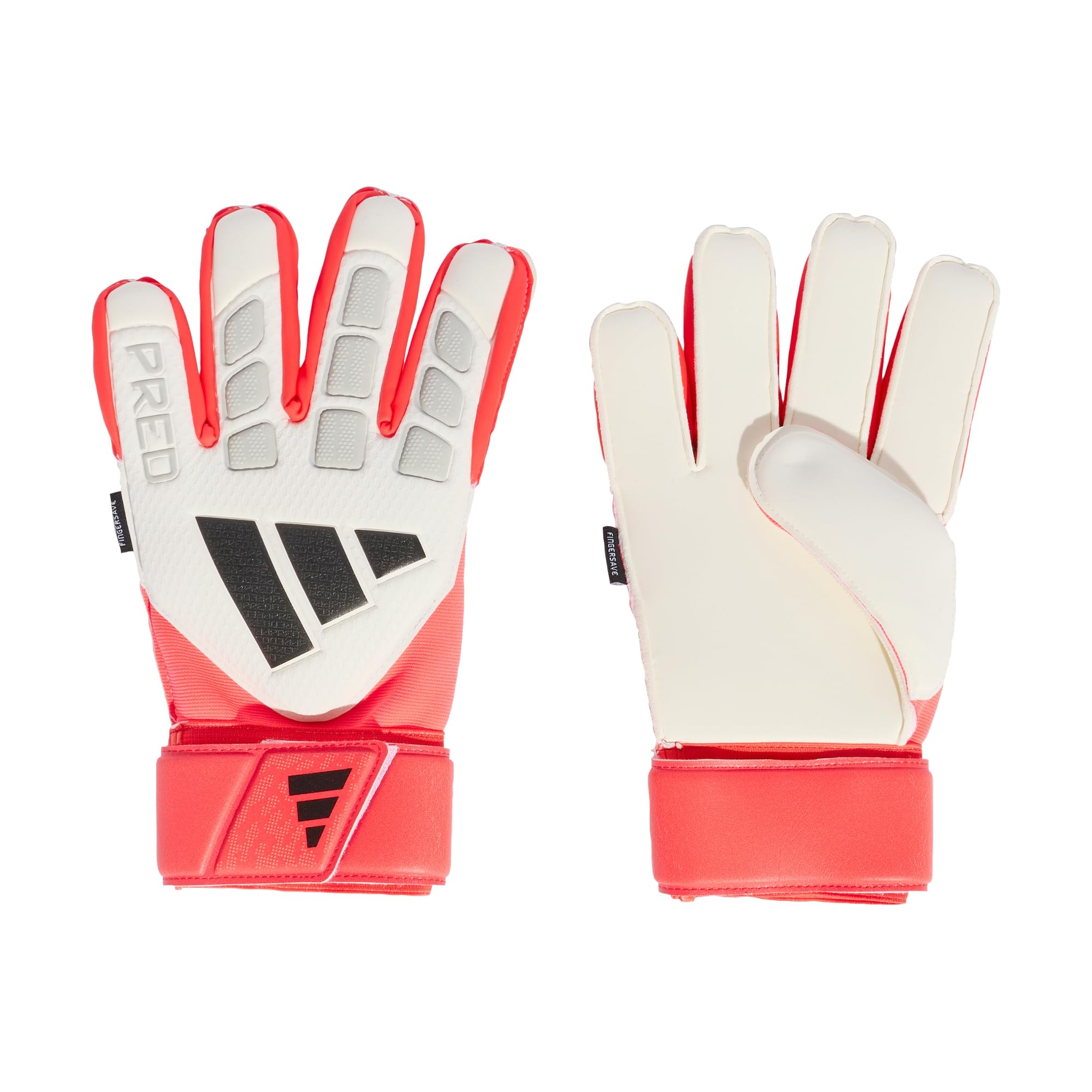 adidas Unisex Predator Goalkeeper Glove Match FINGERSAVE, White/Lucid red/Black, 9.5