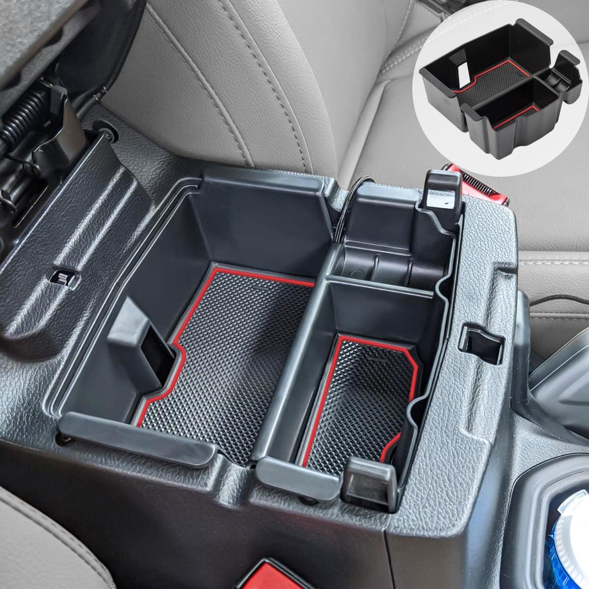 EDBETOS Center Console Organizer Tray Compatible with Jeep Wrangler JL/JLU 2018-2023 2024 2025 2026 and Gladiator JT Truck 2020-2026 Insert Accessories - Won't Covers The Light Inside (Red Trim)