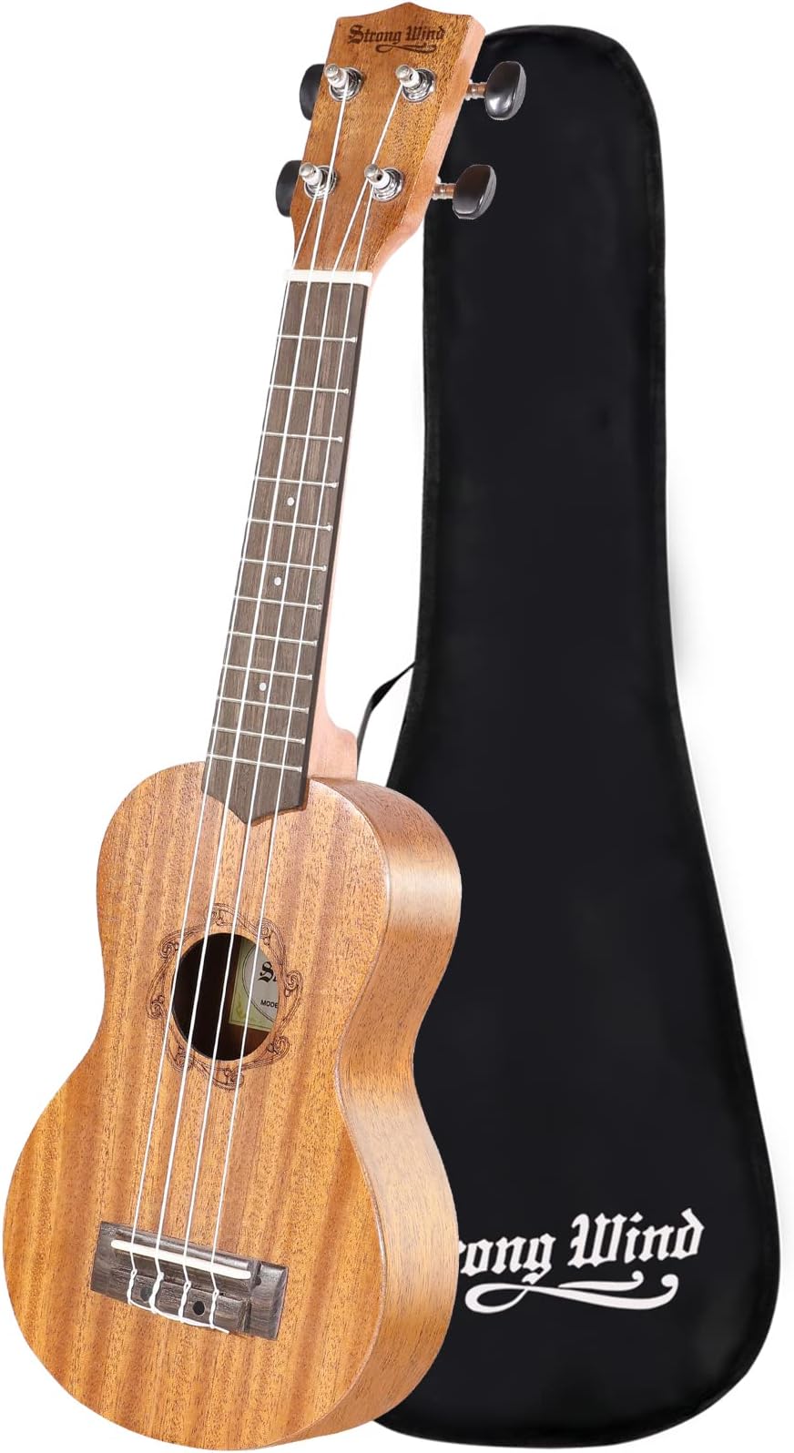Strong Wind Soprano Ukulele for Beginners, Mahogany 21 Inch Hawaiian Starter Uke Guitar Ukalalee With Gig Bag