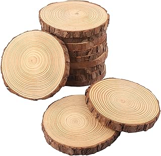 12 PCS 5.5-6.3 Inch Natural Wood Slices, Unfinished Pine Wood Circles wi...
