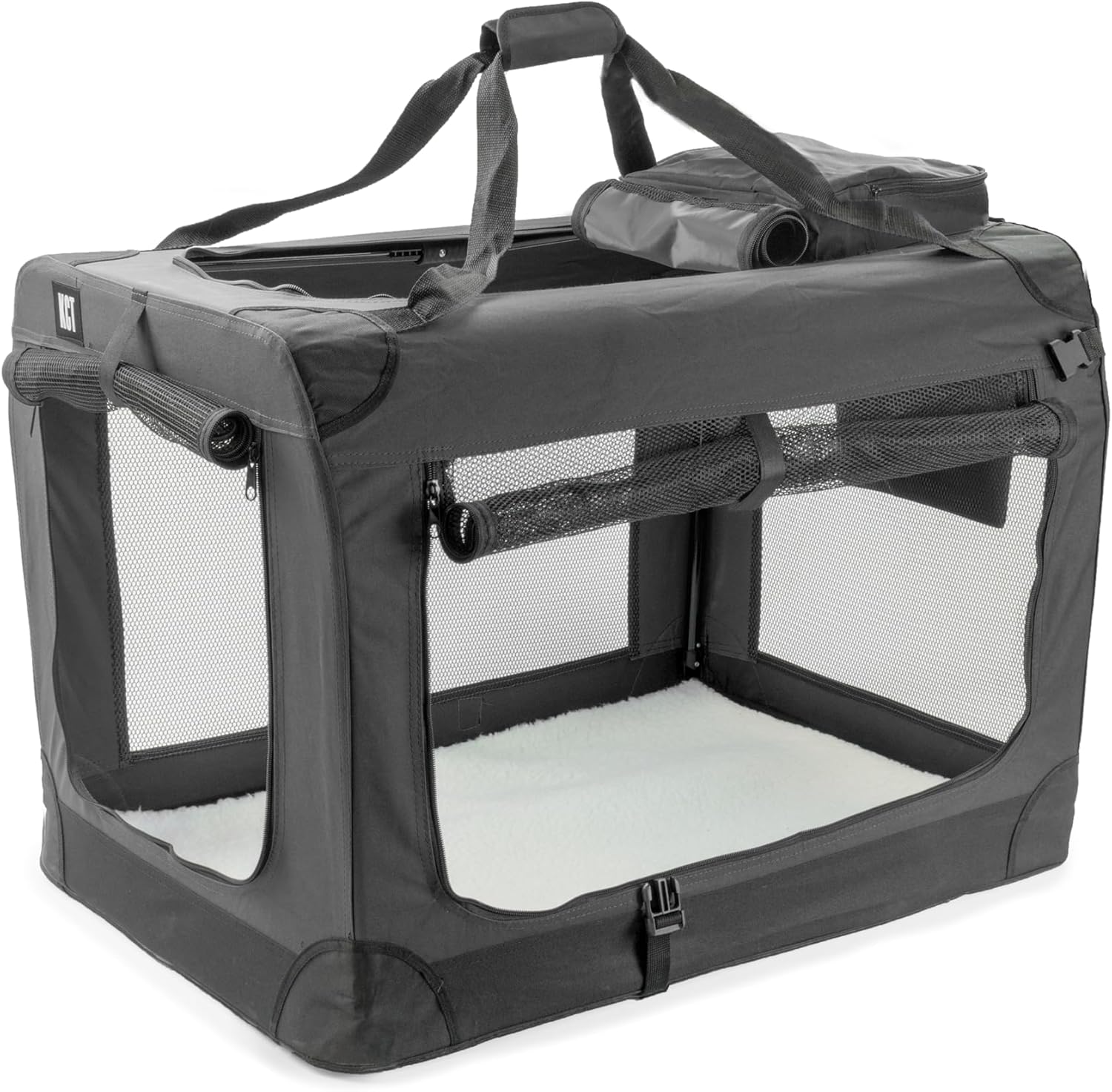 KCT Extra Large Grey Fabric Pet Carrier Travel Transport Bag for Cats