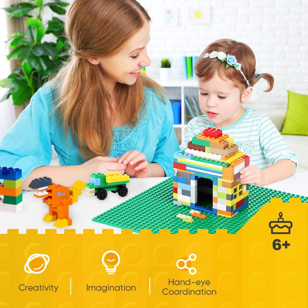 Lekebaby 500PCS Classic Building Bricks Kit - Boys Girls Gift Basic Brick Set for Kids Creative Play, Bulk Building Blocks Compatible with All Major Brands, Educational Toy for 6 Years Old and Up