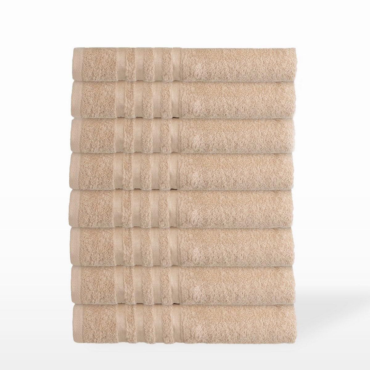 Juego de 8 Toallas de baño Color Beige 100% algodón Rizo de 140x70 cm | Tejido suave de gran gramaje con alta absorción. Aptas para lavadora, de uso diario.